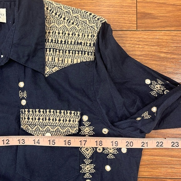 Denim & Supply Ralph Lauren Cowboy Western Embellished Navy Shirt - Picture 9 of 15